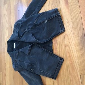 Black zip up jean jacket